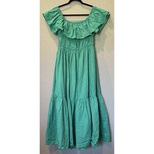 WKND WFYR Sea Green Off Shoulder Flare Maxi Resort Dress Women’s L NWOT